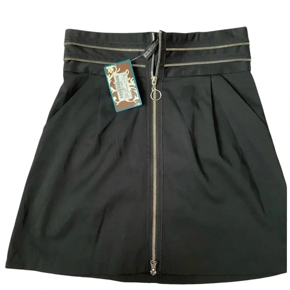 Black Midi Skirt with Zipper Detail - Picture 1 of 5